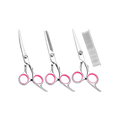 Dog Grooming Scissors Kit — Straight, Curved, Thinning + Com