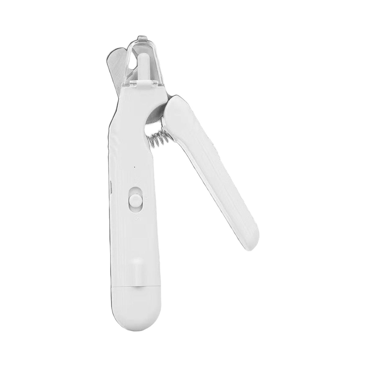 LED dog nail clippers, white, on white