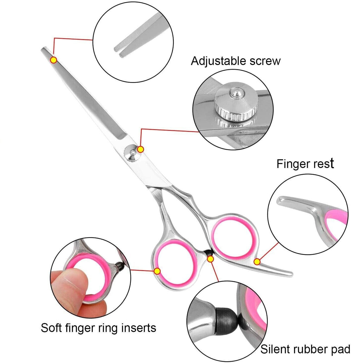 Dog Grooming Scissors Kit — Straight, Curved, Thinning + Comb